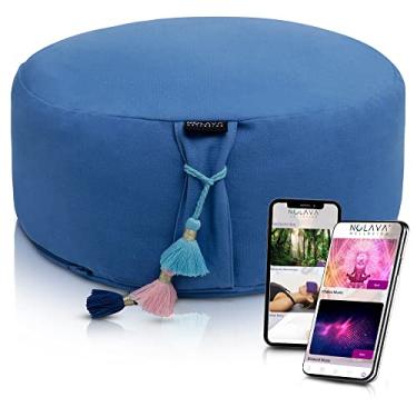 Imagem de NOLAVA Round Zafu Meditation Cushion 15"x 6" - Natural Buckwheat Yoga Bolster Pillow or Buddhist Seat for Floor Meditation Compatible with Nolava App - 100% Cotton - Mindfully Calming Colors, Unisex