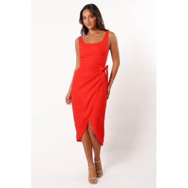 Imagem de Petal & Pup Vestido midi feminino Misty Wrap, Rogue vermelho, PP