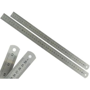 Imagem de Kit Com 2 Régua Metal Inoxidável Marcação De Baixo Relevo Uso Escolar 