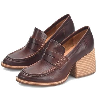 Imagem de MOOMMO Mocassins Femininos Plataforma Chunky Cognac, Bico Redondo Fechado, Slip-On, Mocassim Penny, Salto Alto, Oxford, Formal, Clássico, Vestido Grosso, Feminino, Vintage, Confortável, Marrom Fosco