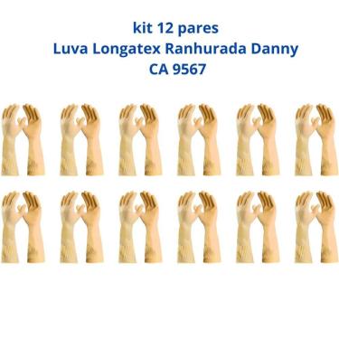 Imagem de Kit 12 Luva Longatex Ranhurada Danny CA 9567