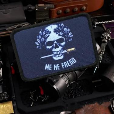 Imagem de Patch de faca de mordida de esqueleto - Remendos de meme, patch de moral tático militar com fecho de , adesivos para mochilas, uniformes militares, jeans, jaquetas, coletes, chapéus e mais