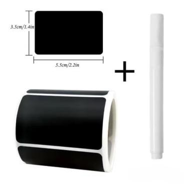 Imagem de Etiquetas Adesivas para Potes com Caneta Apagável – Rolo com 120 Unidades – 3 Modelos Diferentes – Reutilizável e à Prova D’água (Modelo Retangular)