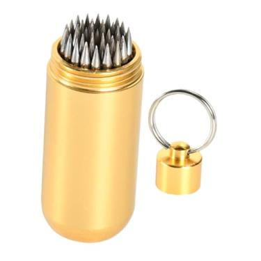 Imagem de Colaxi Ferramenta de reparo de ponta de taco de sinuca, melhora a precisão do taco, profissional, portátil, resistente, alumínio com chaveiro, ferramenta de, Ouro