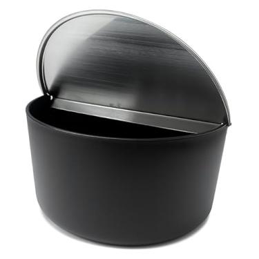 Imagem de Saleiro Porta Sal Tampa em Aço Inox Mesa Capacidade 1kg Corpo Preto 18,4 x 10 x 9,1cm