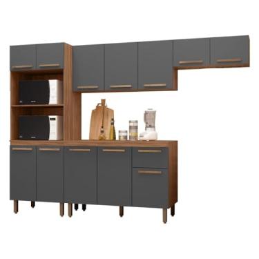 Imagem de Armário de Cozinha Completo Pop 2 Fornos 12 Portas 1 Gaveta Freijo/Chumbo/Freijo