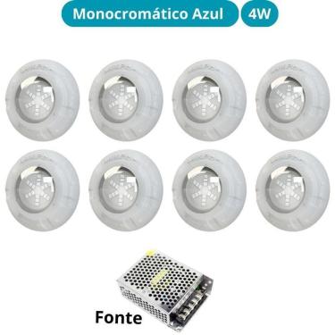 Imagem de Kit Iluminação Azul Piscina 64M 8 Leds Com Fonte Luxpool