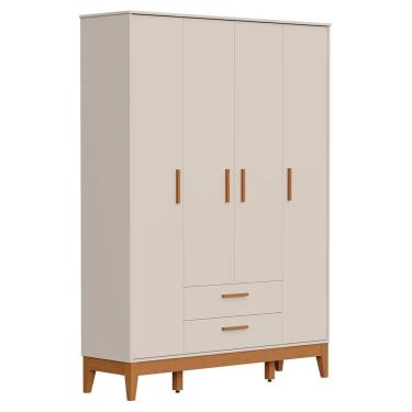 Imagem de Guarda Roupa Infantil Flip 4 Portas E 2 Gavetas Reller Móveis Areia Fosco