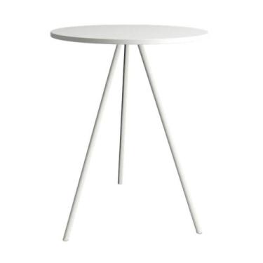 Imagem de Mesa Lateral Gabriela Branca Tampo De Madeira Branco - UP HOME