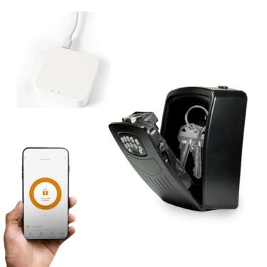 Imagem de Mini Cofre Para Chaves + Gateway Tuya, Combo, Wifi, Bluetooth, Resistente à Água, para Airbnb e Hotéis