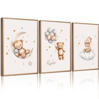 Imagem de Ursinho de pelúcia, decoração de parede para quarto de bebê, menino, menina, vintage, decoração de parede, decoração de parede infantil, urso fofo, arte neutra para quarto, sala de jogos, 30,5 x 40,6
