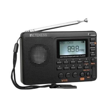 Imagem de Rádio Portátil Recarregável FM AM SW Com Gravador USB E Alto-falante P