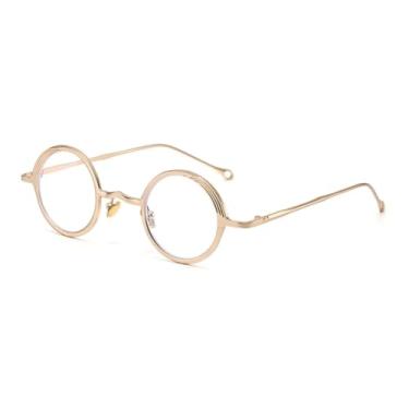 Imagem de Óculos de sol Shauna Retro Classic Metal Pequeno Redondo Punk Masculino Moda Transparente Óculos de Sol Feminino UV400 (Dourado transparente)