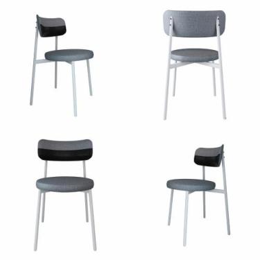 Imagem de Conjunto 4 Cadeiras de Jantar Kyta Tecido Mesclado Est.Branca - Metali