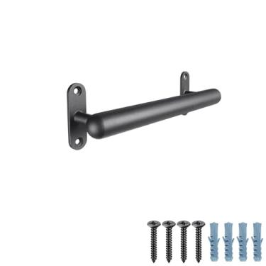 Imagem de Dolibest Corrimão mental de montagem na parede de 40,64 cm, corrimão de escada de escada, alça de segurança antiderrapante, barra de apoio de escada sem barreiras para idosos, uso interno e externo, redondo de 3,5 cm (Preto)