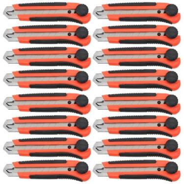 Imagem de Kit 16 Estilete Profissional 25Mm Trava Cabo Emborrachado - Tradestar