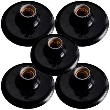 Imagem de 5 Plafon Plafonier Bocal Porcelana 100W 250V Preto - Ilumi