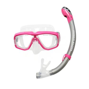 Imagem de Snorkel Master Combo de máscara de mergulho para adultos e snorkel semi-seco, rosa