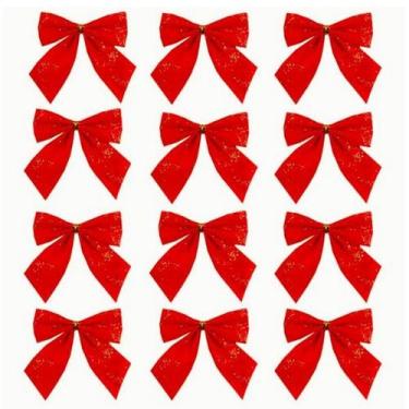 Imagem de Kit 36 Lacinhos Enfeite Laço 6,5cm Vermelho Glitter Pendente - Rio Mas
