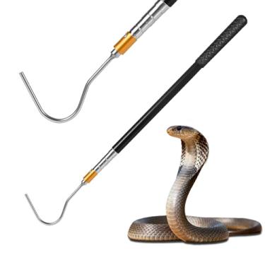 Imagem de AIUWIZO Gancho de cobra 154,9 cm para serviço pesado, mastro coletor de répteis de aço inoxidável - Ferramenta de manuseio de cobra para remoção de cascavel, Python, cabeça de cobre
