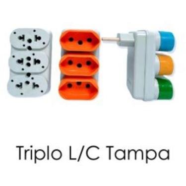 Imagem de Adaptador de tomada triplo l/c com tampa gm-027 - SM