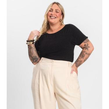Imagem de Blusa Feminina de Viscose Plus Size Infinita Cor Preto, Plus G4, Preto