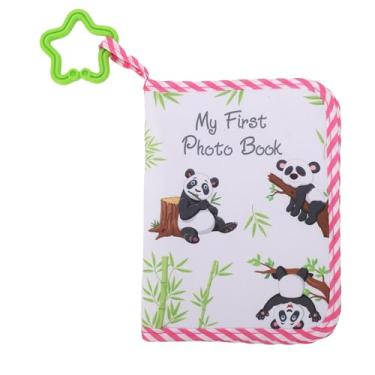 Imagem de Diydeg Meu Primeiro Álbum de Fotos, Álbum de Fotos de Bebê em Tecido Ultra Macio e À Prova D'água, Comporta 17 Fotos 4x6 com Mordedor em Formato de Estrela e Espelho de Segurança (Panda rosa)