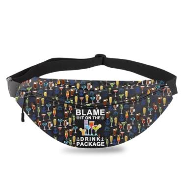 Imagem de BDPWSS Cruising Gift Blame It On The Drink Package Family Cruise Pochete transversal com tema de bebidas alcoólicas legais presente de festa, Pacote de culpa FP, 14.2L x 6.5W x 1.2H inches, Corpo