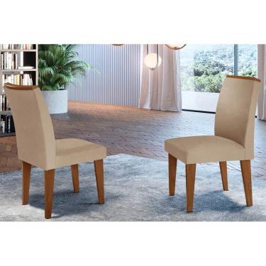 Imagem de Kit 2 Cadeiras Sala Jantar Lunara 2 Un Imbuia-Capuccino/Linho Bege Turim - Rufato