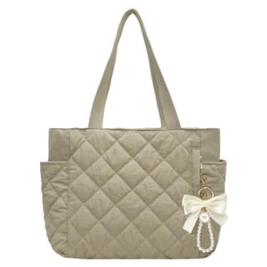 Imagem de Gleease Colloge Tote Bags Bolsa de Laptop Acolchoada para Mulheres Professoras com Laço Bonito Zíper Tamanho Médio para Trabalho e Viagem, Marrom bege