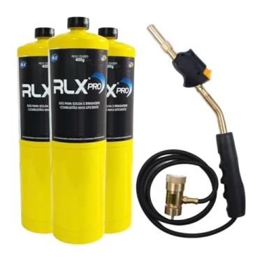 Imagem de Chiller Peças Maçarico Automático 2200° Graus com 3 Gás Map 400g para Solda, Preto e Dourado