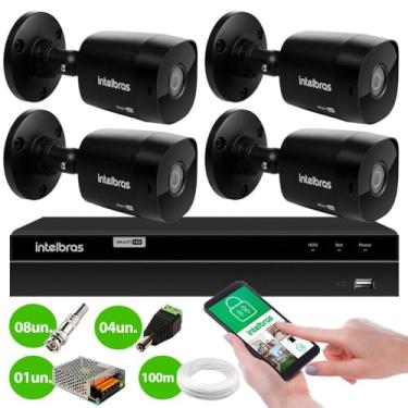 Imagem de Kit 4 Câmeras Intelbras VHD 1230 B Full HD 1080p Bullet Black G7 Visão Noturna 30m IP67 + DVR Gravador de Video Inteligente MHDX 1204 4 Canais
