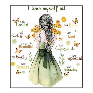 Imagem de predolo Adesivo de parede com citações inspiradoras, papel de parede de PVC, adesivo fofo de borboleta, decalque de para banheiro, sala de estar, sala de