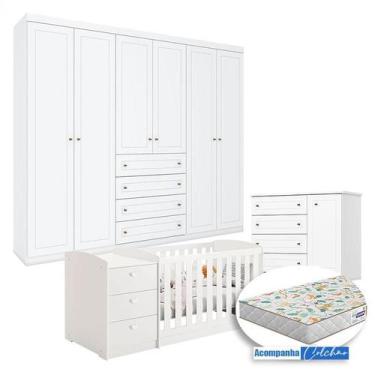 Imagem de Quarto Infantil Americano 6 Portas com Berço Multifuncional Atlanta Br