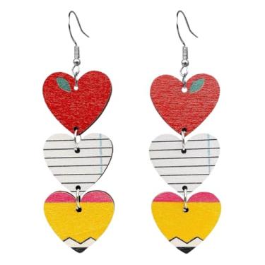 Imagem de Brincos pendentes criativos para professores, estudantes, lápis de madeira, régua, globo, tesouras, brincos pendentes para mulheres, joias para presente, Large, Metal, Sem pedra preciosa