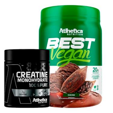 Imagem de Kit Creatina Monohidratada 300g + Best Vegan 500g - Formula Blend Vegano - Proteina da Ervilha e Arroz Atlhetica (Potes, CACAU)