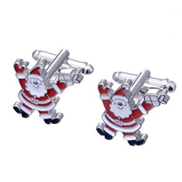 Imagem de Abotoaduras de Natal masculinas Salutto com abotoaduras de Papai Noel, abotoaduras de punho e caixa de presente