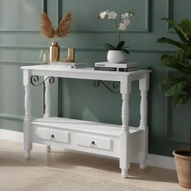 Imagem de Aparador Antique Com 2 Gavetas e Pés Torneados - Branco Laca - Meyer M