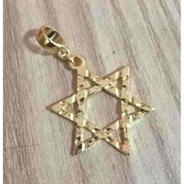 Imagem de Berloque Pingente Estrela De Davi Com Detalhe Folheado Ouro