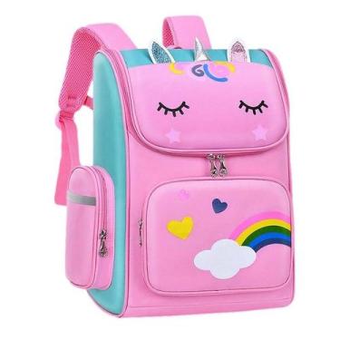 Imagem de Mochila de Costa Escolar Infantil Feminina Unicórnio Arco-Íris, Grande