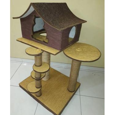 Imagem de Casa amarela para gatos - Pets Arts Brasil