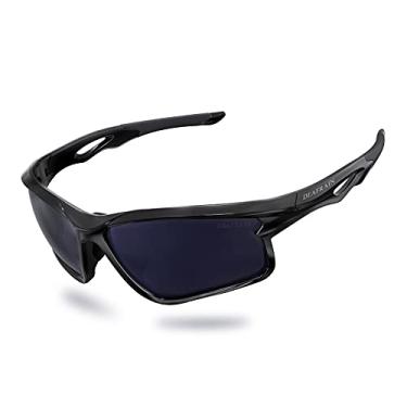 Imagem de DEAFRAIN Óculos de sol esportivos polarizados para homens e mulheres, ciclismo, corrida, pesca, beisebol, preto, TR90, armação inquebrável, proteção UV400