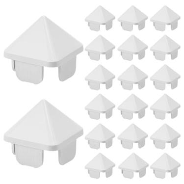 Imagem de GOMAKERER 40 peças de tampas de poste de proteção de PVC, 3,8 x 3,8 x 3,8 cm capas de tampa de cerca de vinil branco capas de coluna de guarda-corpo postes compostos para jardim ao ar livre madeira
