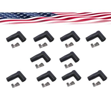 Imagem de Kit de terminal de inicialização de vela de ignição estilo HEI com 10 conjuntos de bota de ignição do distribuidor conector de 90 graus Fio de ignição da vela de ignição