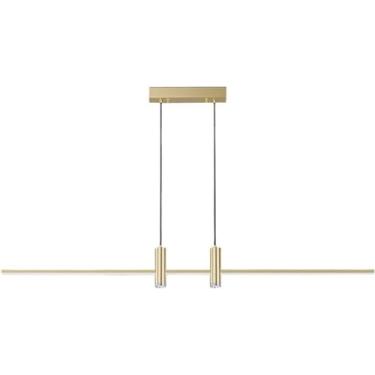 Imagem de Lustre LED Linear Pendente Luz Dimming Moderno Tubo Fino Longo Lustre Spot Light Preto Faixa Industrial Lâmpada Pendurada para Sala de Jantar Cozinha Ilha Restaurante, Dourado 80cm