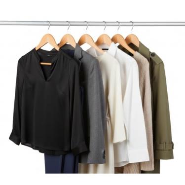 Imagem de Conjunto de 6 Cabides de Madeira Premium, 44cm, Acabamento em Verniz, Marfim, 367g