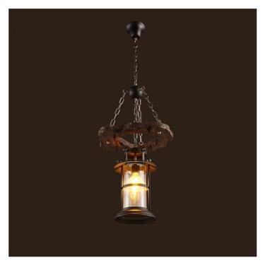 Imagem de Retro Wood E27 LED Lâmpada de teto Lustre industrial antigo Iluminação de bar Luminária pendente Luzes pendentes, Luzes pendentes modernas