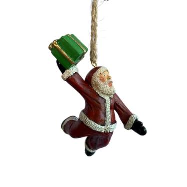 Imagem de Bella Haus Christmas Shoppe Papai Noel Dunking Presente Basquete Enfeite de árvore de Natal | Presente engraçado de Papai Noel | Estatueta de resina peculiar decoração de férias para colecionadores e