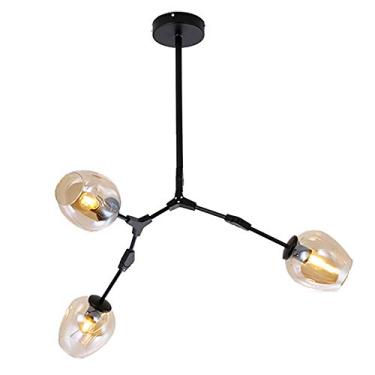 Imagem de Lustre Sputnik moderno, lustre de metal com gradiente, luminária pendente de meados do século, luminária de teto dourada, compatível com corredor, bar, cozinha, sala de jantar (fumaça)