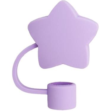 Imagem de Tampa de palha de estrela licone para copo, topo em forma de estrela compatível com copo Stanley de 10 mm e 850 g, acessórios de tampas de canudo reutilizáveis, topo bonito para acessórios de copos